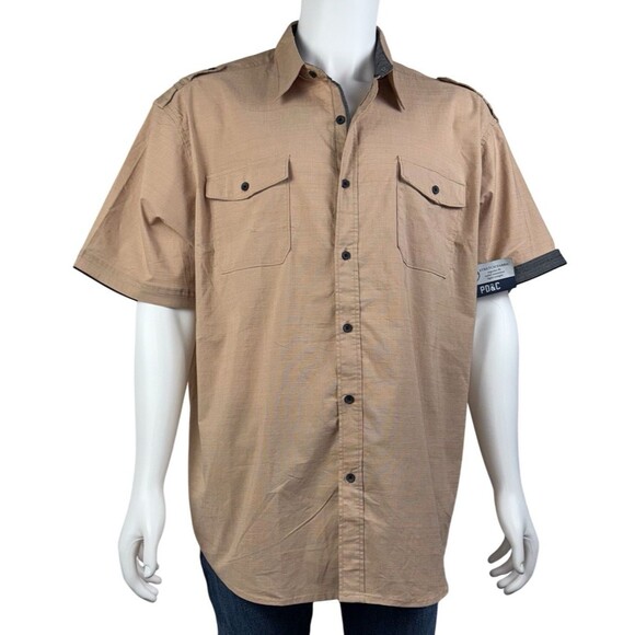 PDC Shirt Mens Size 2X Big & Tall Short Sleeve Collared Front Pockets Button Up - Picture 3 of 9